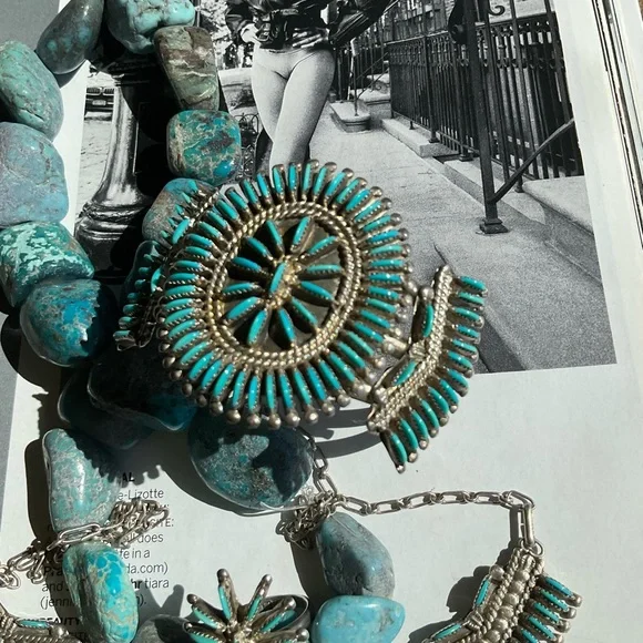 Bracelet and Necklace Set~ Native Signed BellisonZuni J.S. Bellson Sterl… - Picture 12 of 16